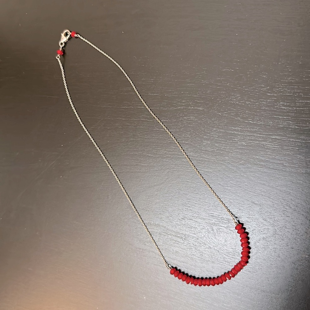 Estate Sale find, 925 Sterling Silver with red glass beads